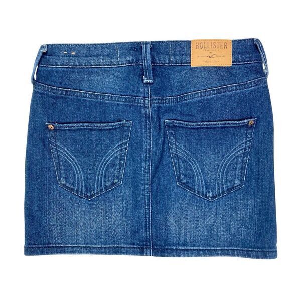 Hollister Vintage Denim Mini Skirt Women 25 Blue Medium Wash Pockets Modest Chic - Picture 4 of 11